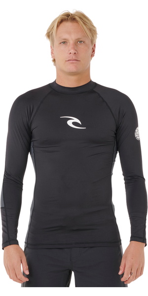 2026 Rip Curl Mens Waves Perf Long Sleeve Rash Vest 16FMRV - Black
